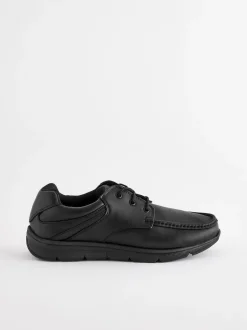 Black Wide Fit Apron Lace Up Shoes