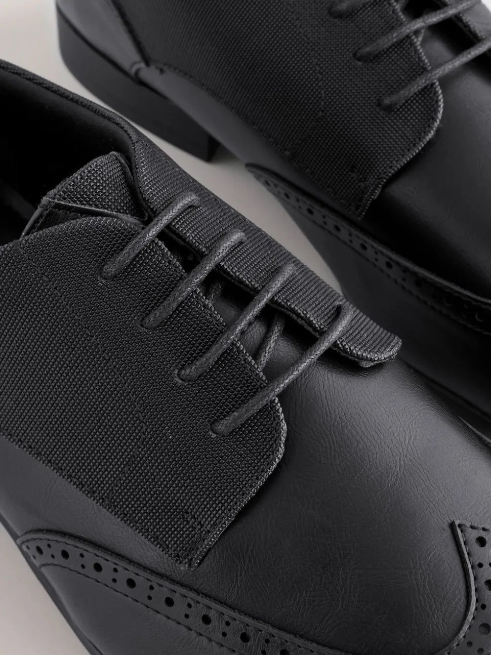 Black Wide Fit Brogue Shoes