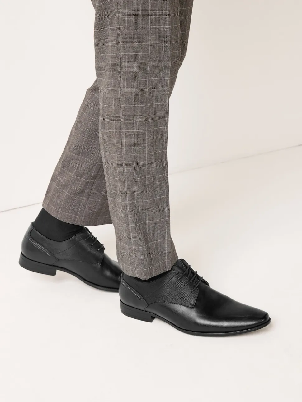 Black Wide Fit Derby Lace-Up Shoes