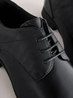 Black Wide Fit Derby Lace-Up Shoes