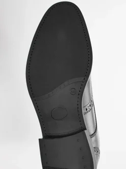 Black Wide Fit Leather Derby Brogues