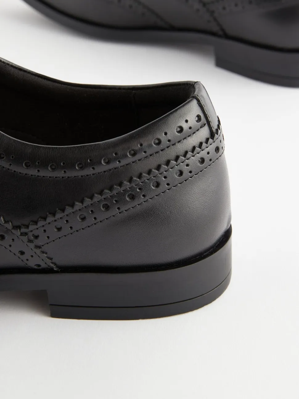 Black Wide Fit Leather Oxford Brogue Shoes