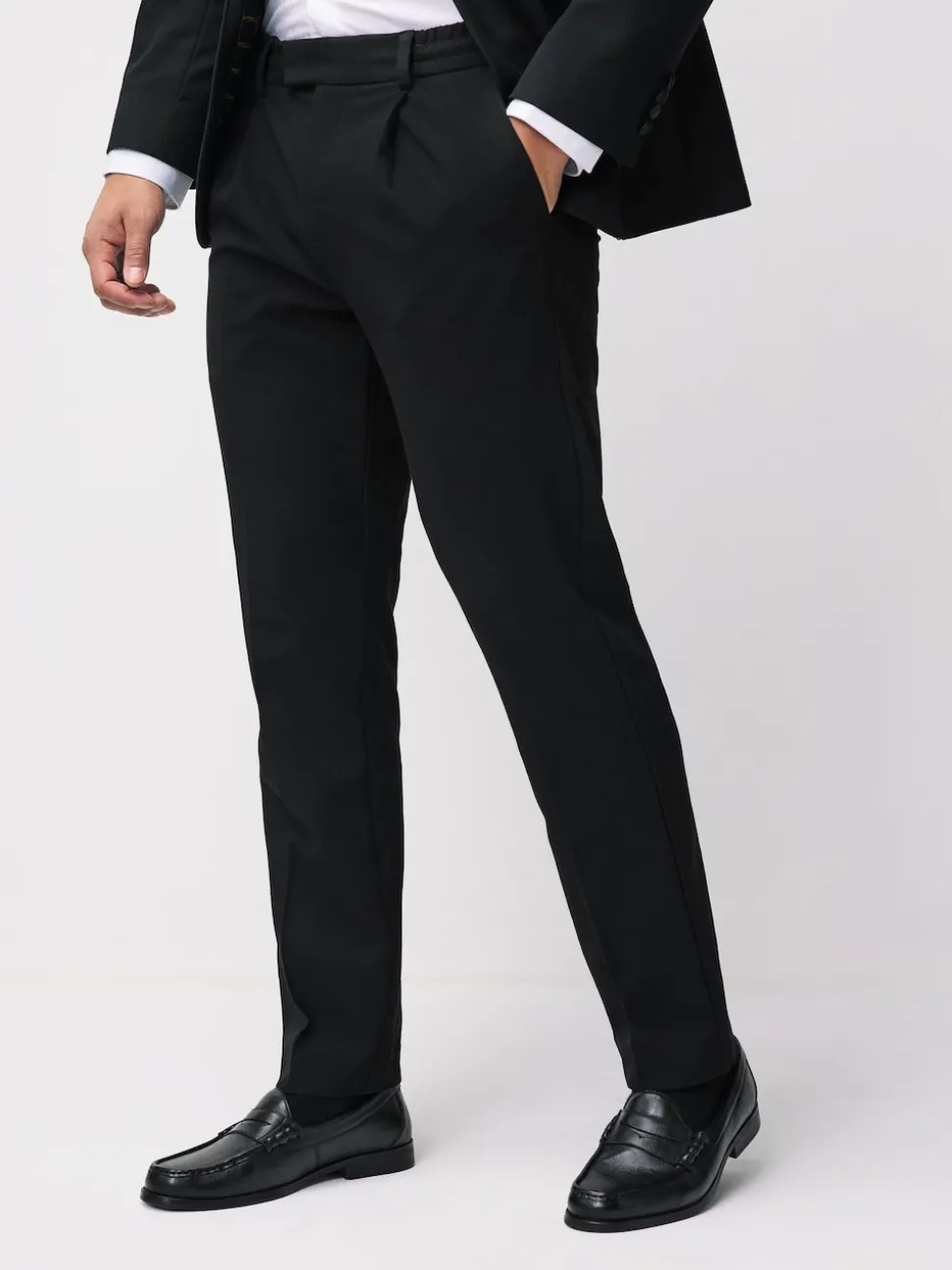 Black Wide Fit Leather Penny Loafers