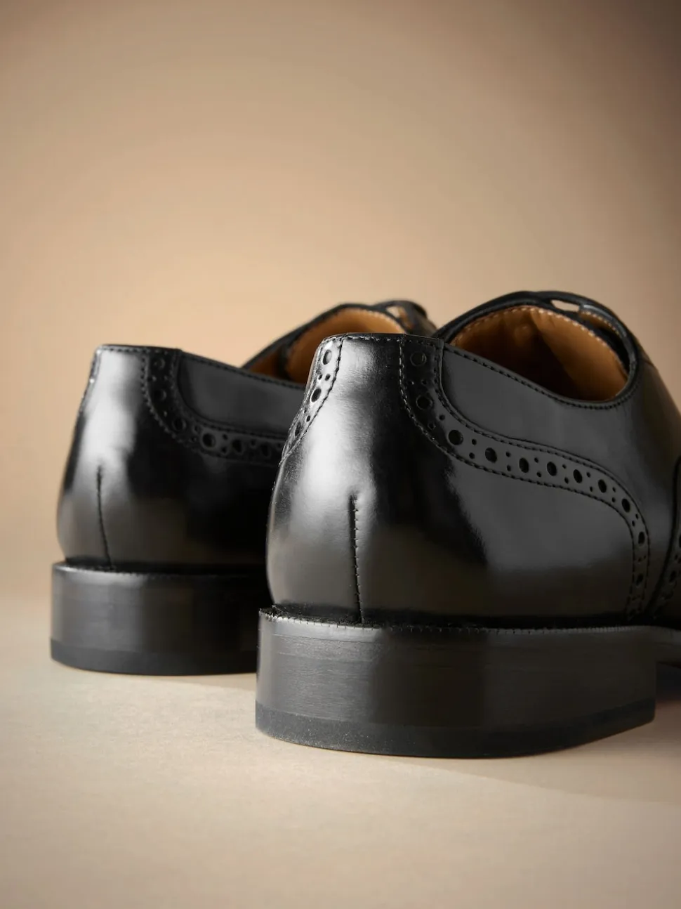 Black Wide Fit Signature Italian Leather Wingcap Brogue Shoes