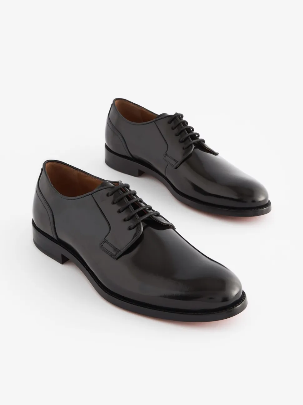 Black Wide Fit Signature Leather Sole Derby Shoes
