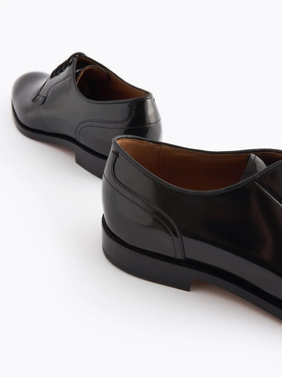 Black Wide Fit Signature Leather Sole Derby Shoes