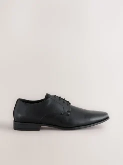 Black Wide Fit Slim Square Derby Shoes
