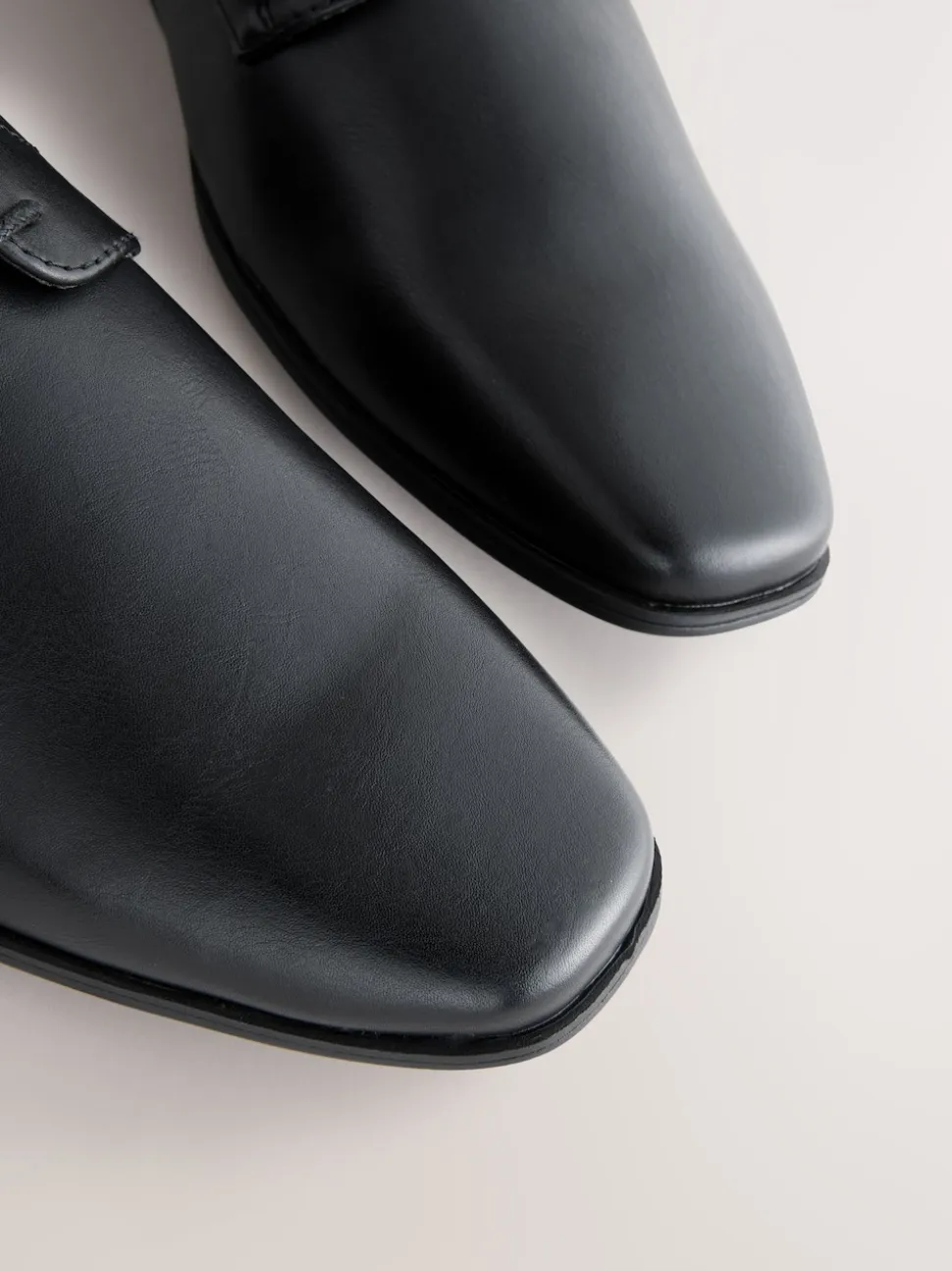 Black Wide Fit Slim Square Derby Shoes