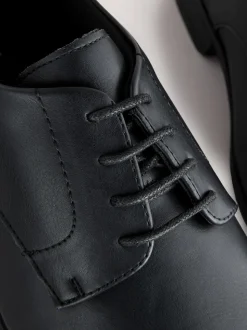 Black Wide Fit Slim Square Derby Shoes