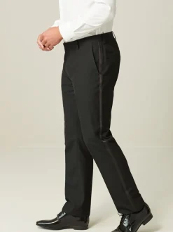 Black with Tape Detail Tailored Fit Tuxedo Suit Trousers
