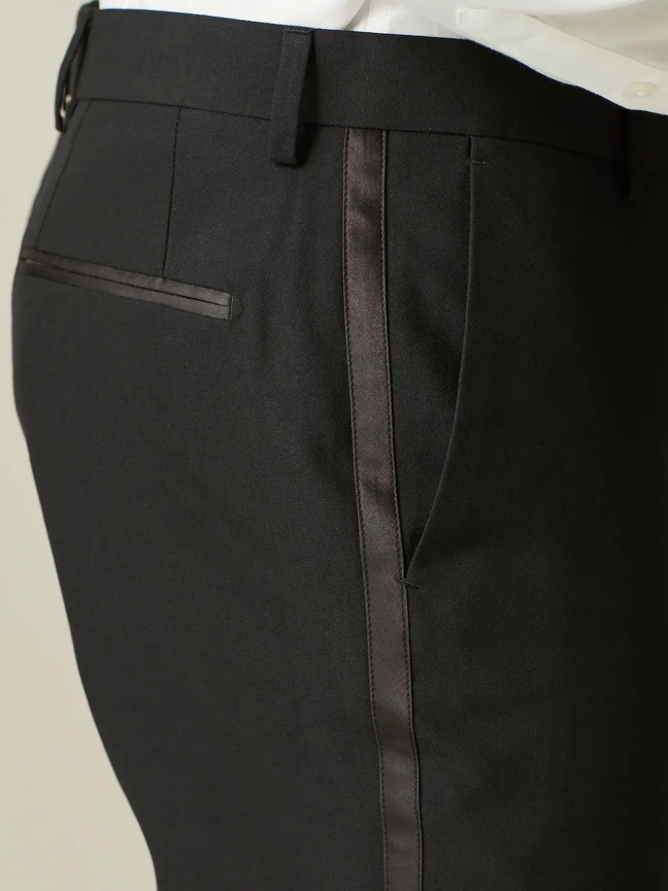 Black with Tape Detail Tailored Fit Tuxedo Suit Trousers