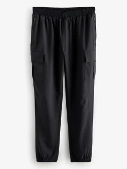 Black Woven Active Cargo Joggers
