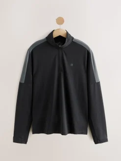 Black Zip Neck Active Training Top