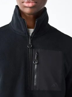 Black Zip Neck Utility Style Polar Fleece