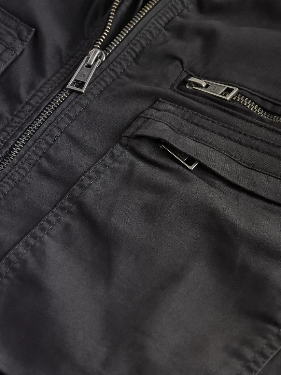 Black Zip Through Funnel Jacket
