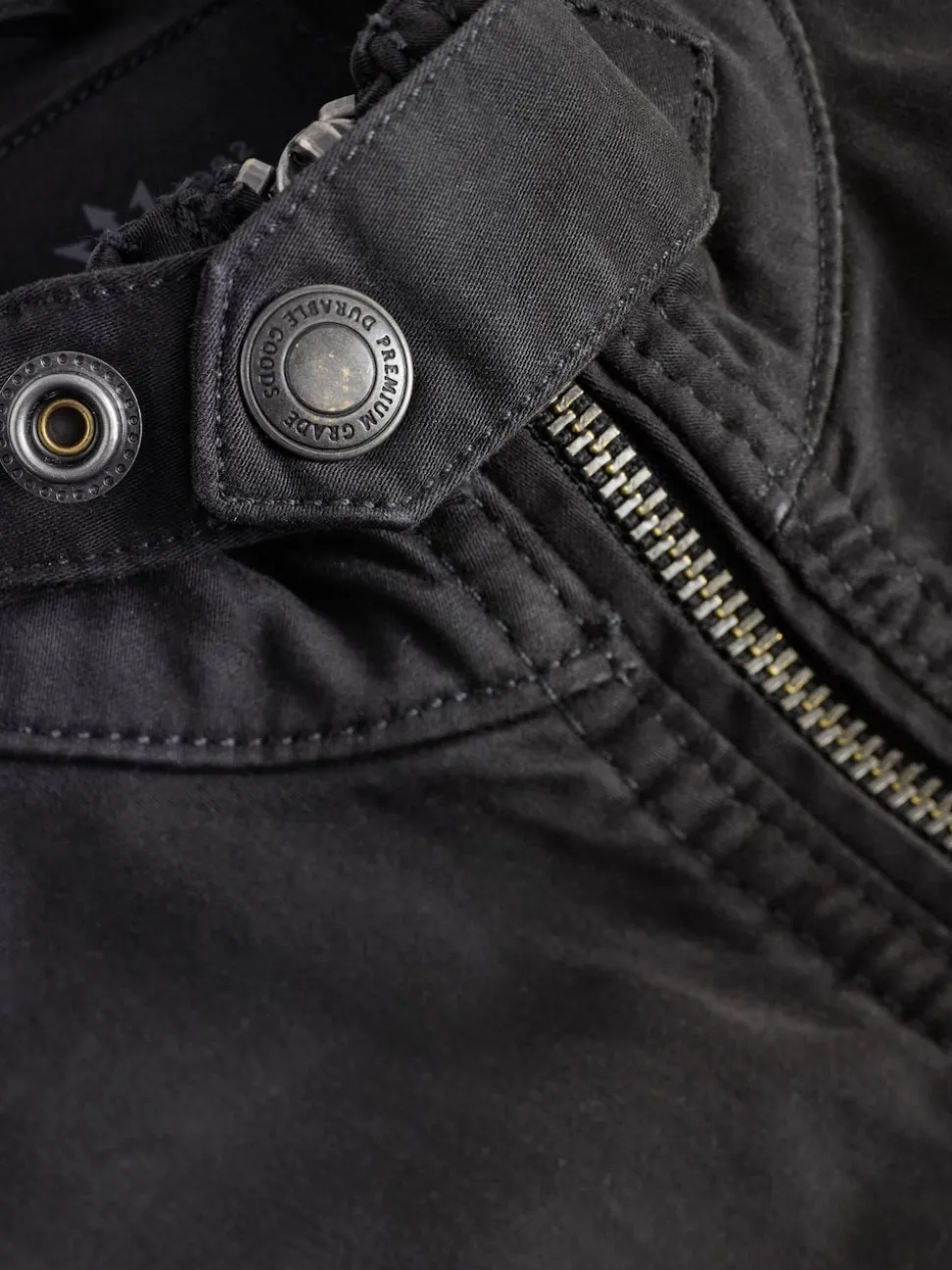 Black Zip Through Funnel Jacket