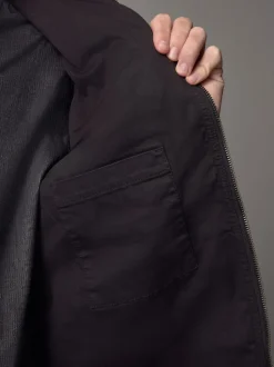 Black Zip Through Funnel Jacket