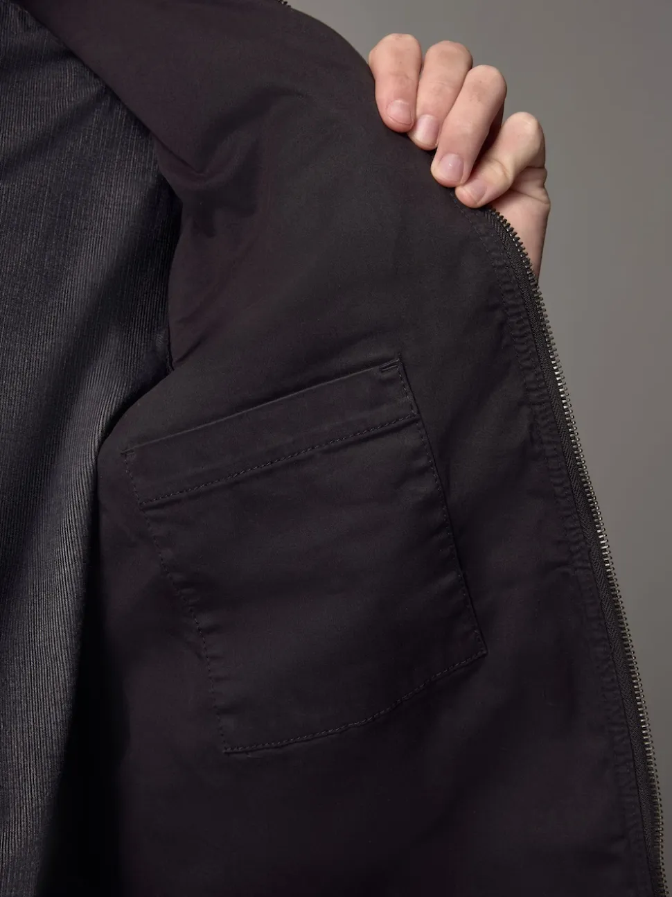 Black Zip Through Funnel Jacket