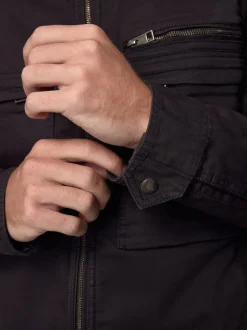 Black Zip Through Funnel Jacket