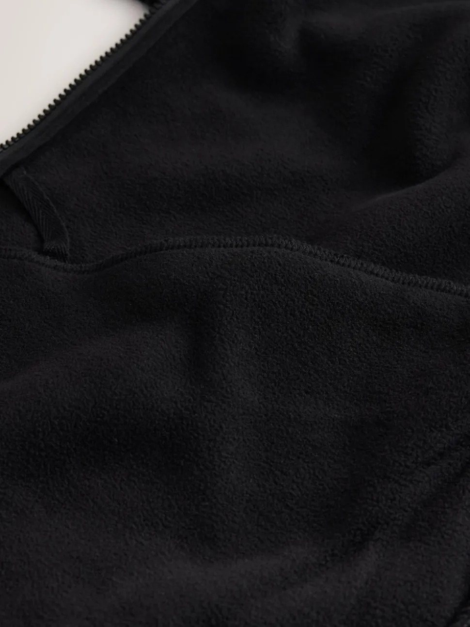Black Zip Through Funnel Borg Fleece