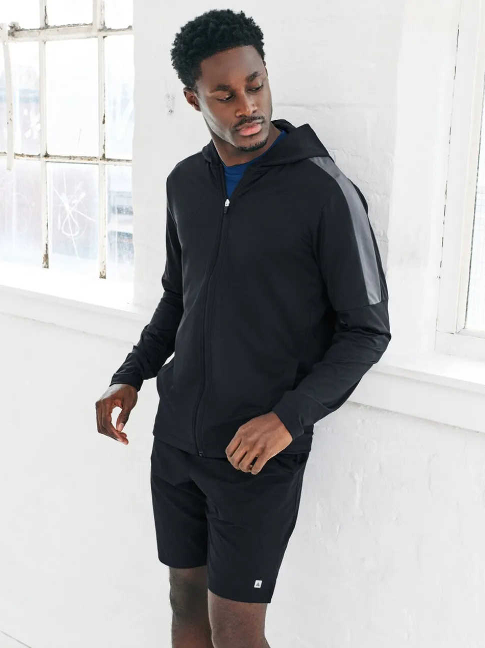 Black Zip Through Hoodie Active Training Top