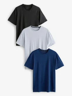 Black/Blue/Ice Grey Short Sleeve Tee Active Gym Mesh Vests 3 Pack