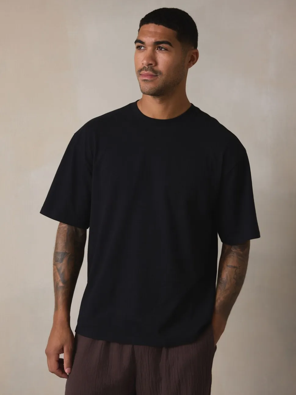 Black/Brown Short Sleeve Pyjamas Set