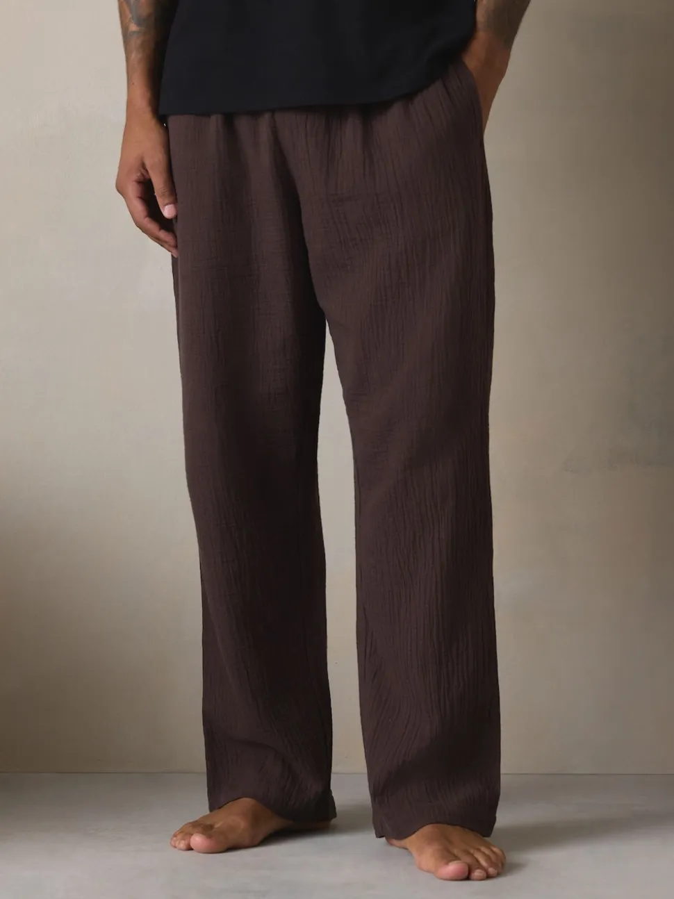 Black/Brown Short Sleeve Pyjamas Set