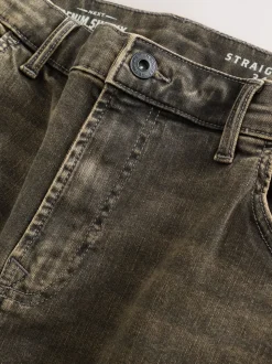 Black/Brown Single Straight Fit Classic Stretch Jeans