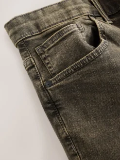 Black/Brown Single Straight Fit Classic Stretch Jeans