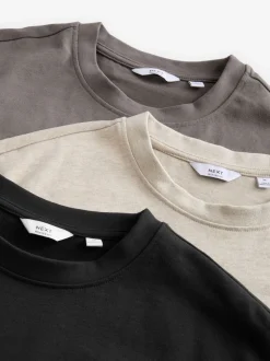 Black/Brown/Light Neutral Relaxed Fit Heavyweight T-Shirts 3 Pack