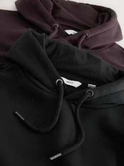 Black/Burgandy Red Cotton Rich Jersey Overhead Hoodies 2 Pack
