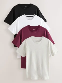 Black/Burg/White/Grey Regular Fit T-Shirts 4 Pack