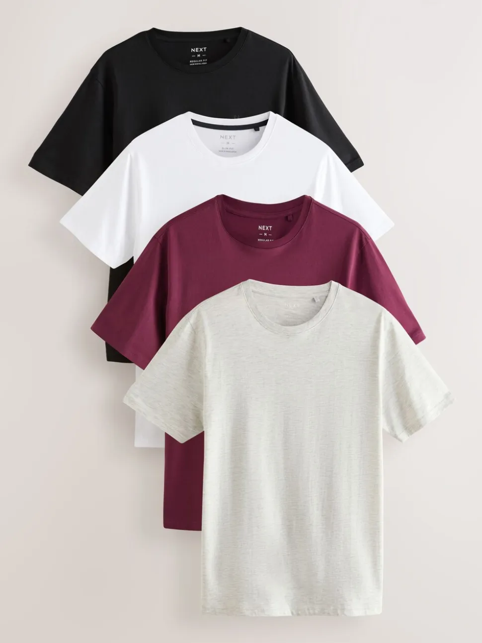 Black/Burg/White/Grey Regular Fit T-Shirts 4 Pack