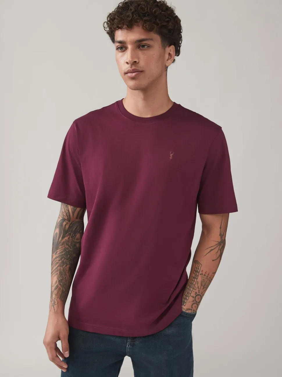Black/Burg/White/Grey Regular Fit T-Shirts 4 Pack