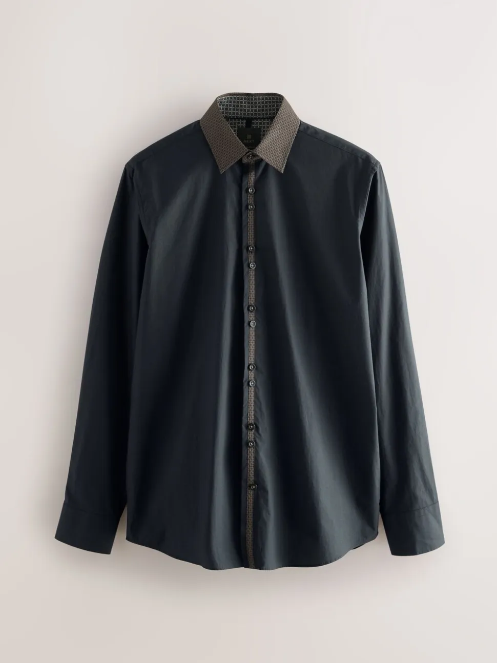 Black/Gold Collar Regular Fit Smart Trimmed Long Sleeve Party Shirt