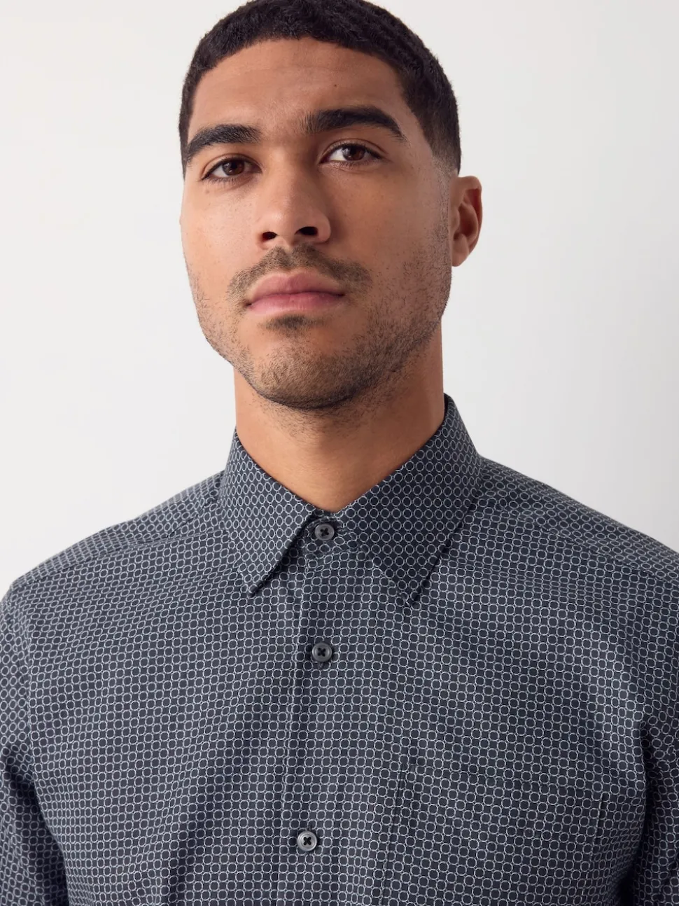 Black/Gold Link Regular Fit Long Sleeve Print Shirt