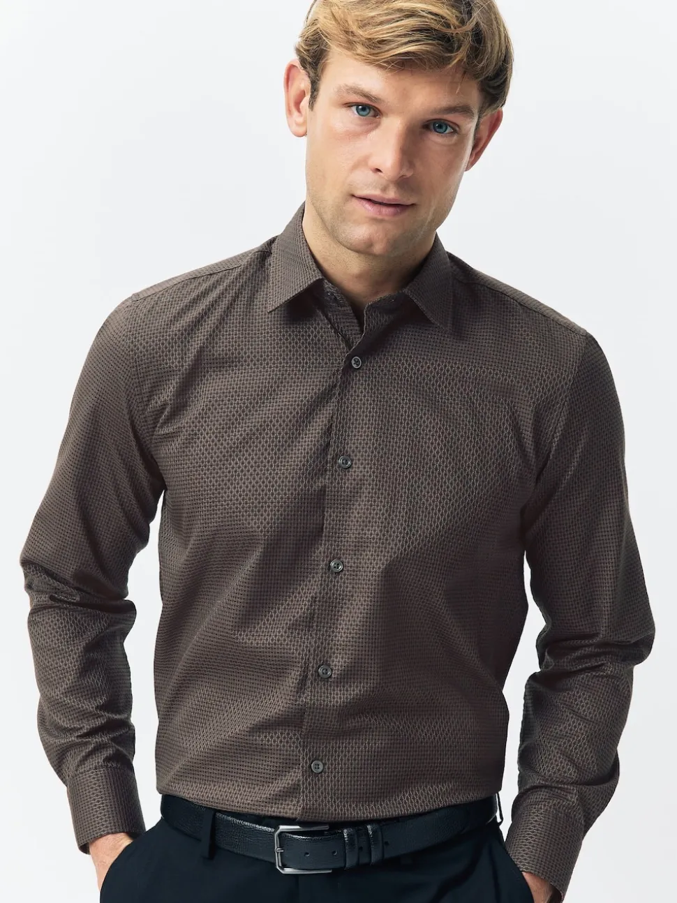 Black/Gold Regular Fit Smart Trimmed Long Sleeve Party Shirt