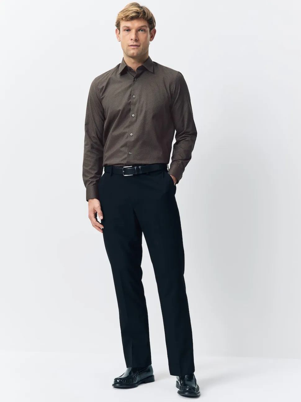 Black/Gold Regular Fit Smart Trimmed Long Sleeve Party Shirt