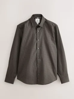 Black/Gold Regular Fit Smart Trimmed Long Sleeve Party Shirt