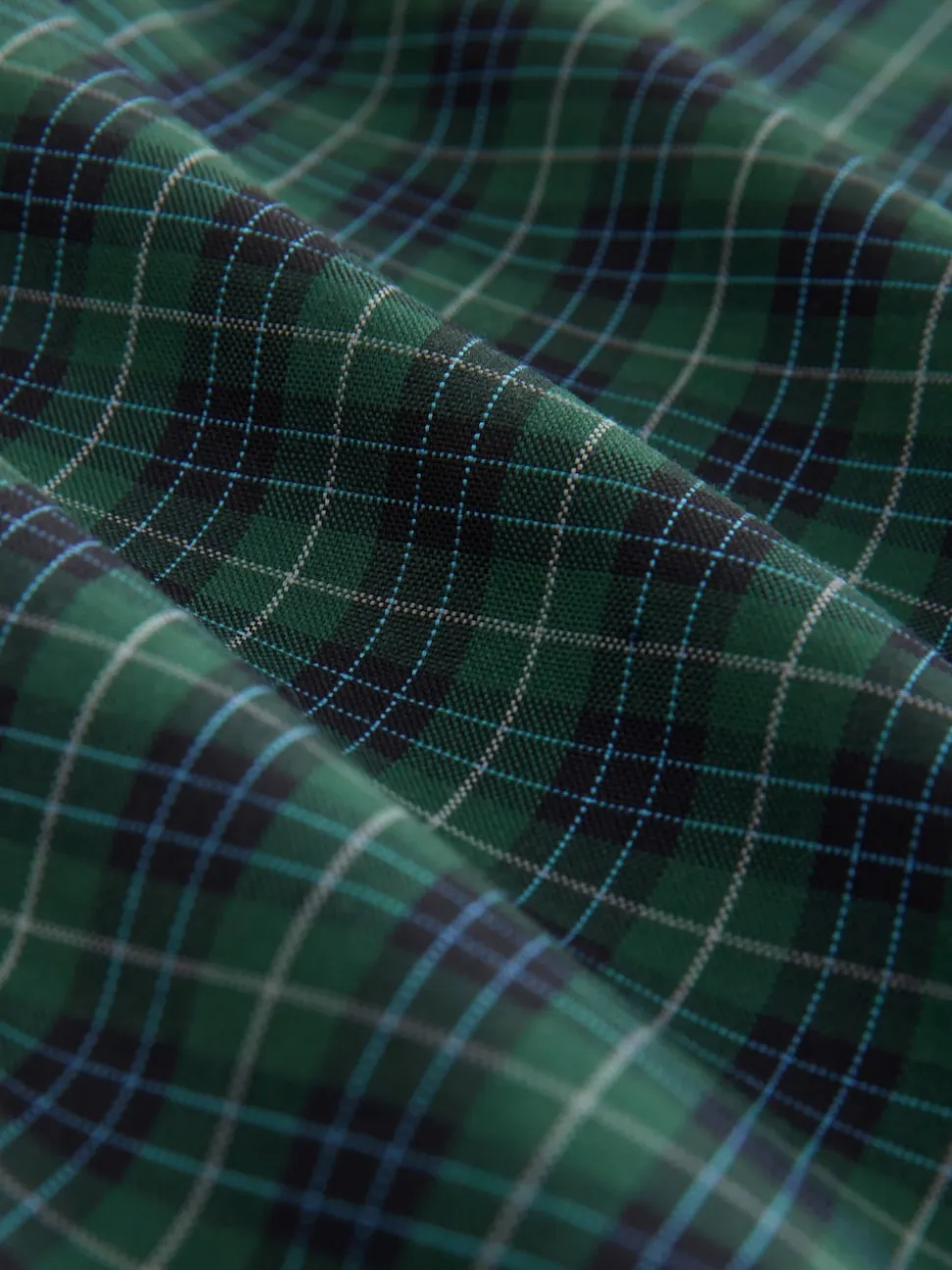 Black/Green Mini Check Easy Iron Button Down Short Sleeve Oxford Shirt