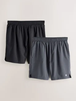 Black/Grey 7 Inch Active Gym Sports Shorts 2 Pack