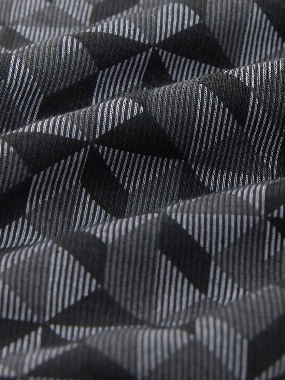 Black/Grey Geo Pattern Quarter Zip Polo Shirt
