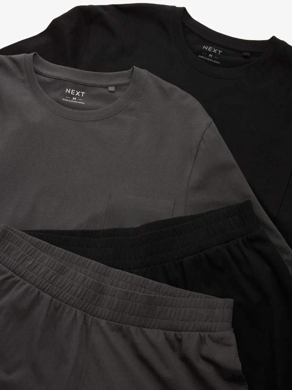 Black/Grey Long Sleeve Cuffed 100% Cotton Pyjamas 2 Pack