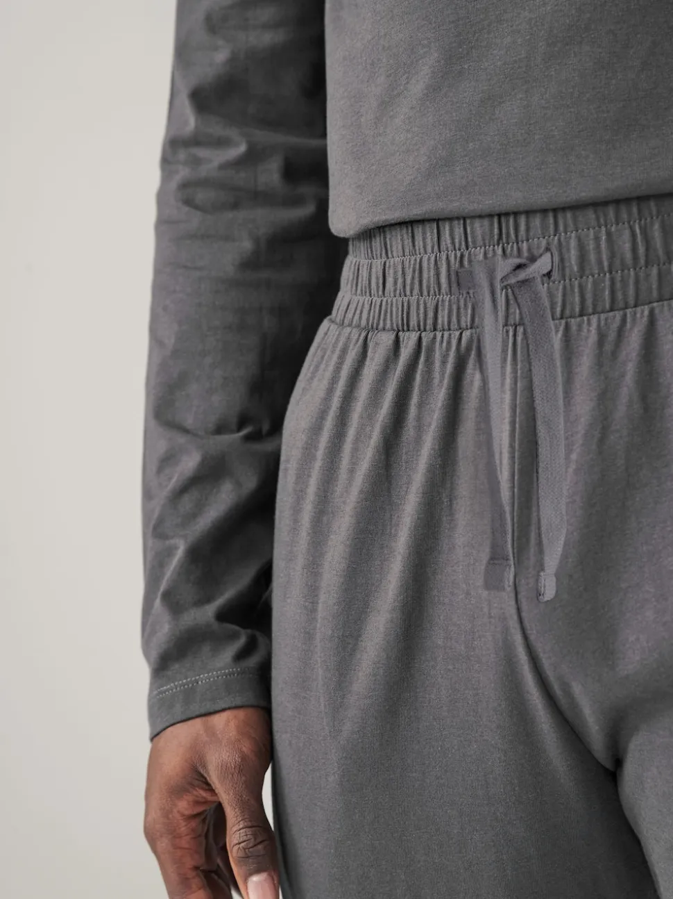 Black/Grey Long Sleeve Cuffed 100% Cotton Pyjamas 2 Pack