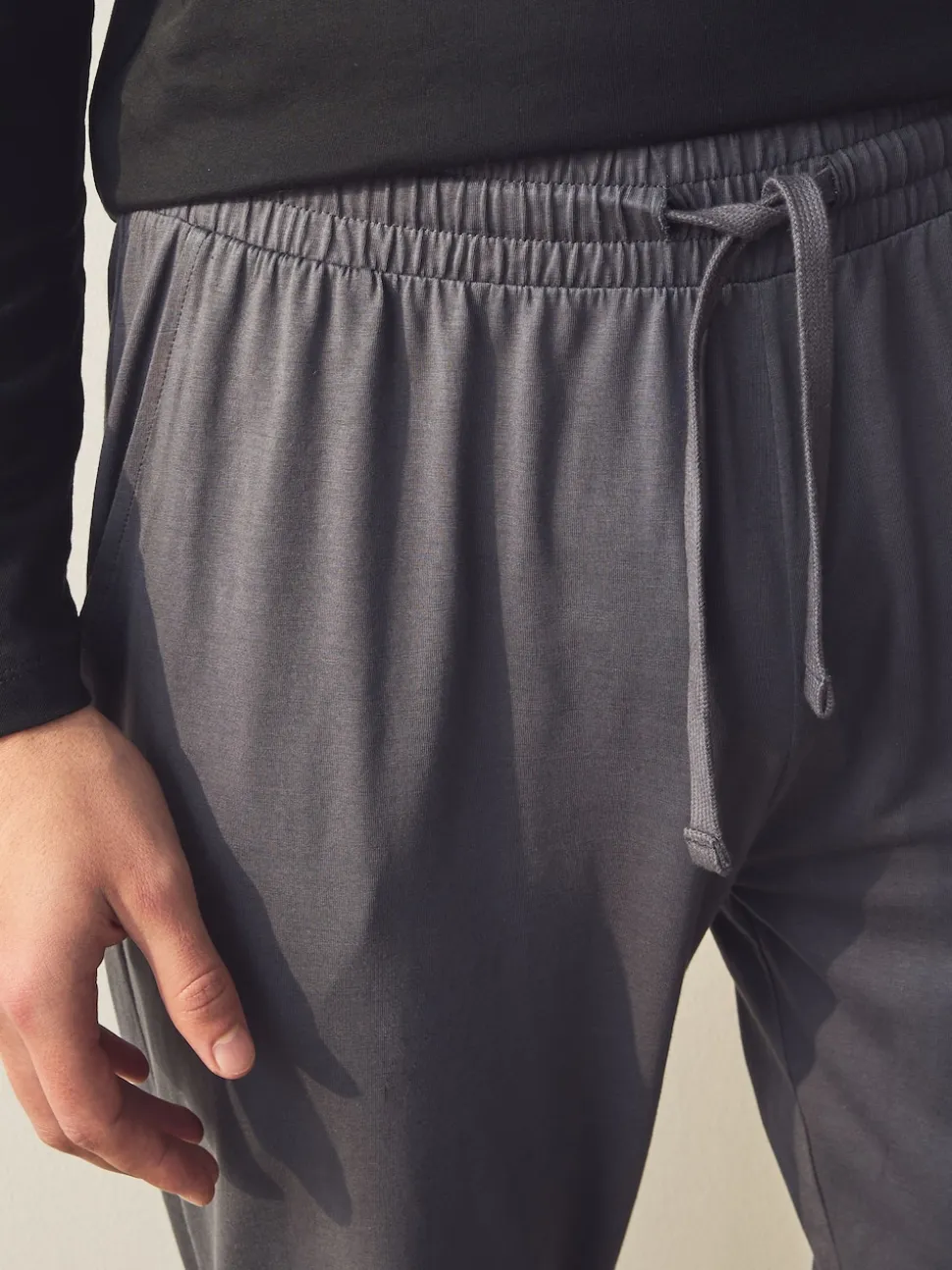 Black/Grey Long Sleeve Cuffed 100% Cotton Pyjamas
