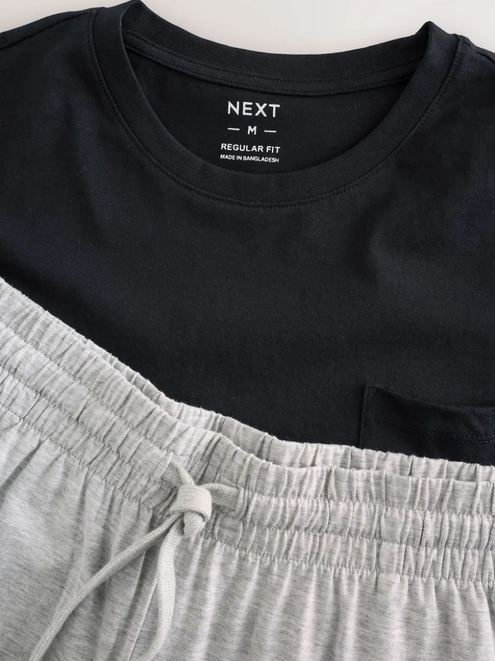 Black/Grey Marl Short Sleeve Jersey Pyjamas Set