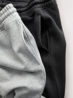 Black/Grey Marl Slim Fit Brushback Heavyweight 2 Pack Joggers