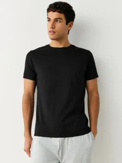 Black/Grey Marl/White/Navy Slim Fit 100% Cotton Layering T-Shirts 5 Pack