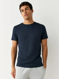 Black/Grey Marl/White/Navy Slim Fit 100% Cotton Layering T-Shirts 5 Pack